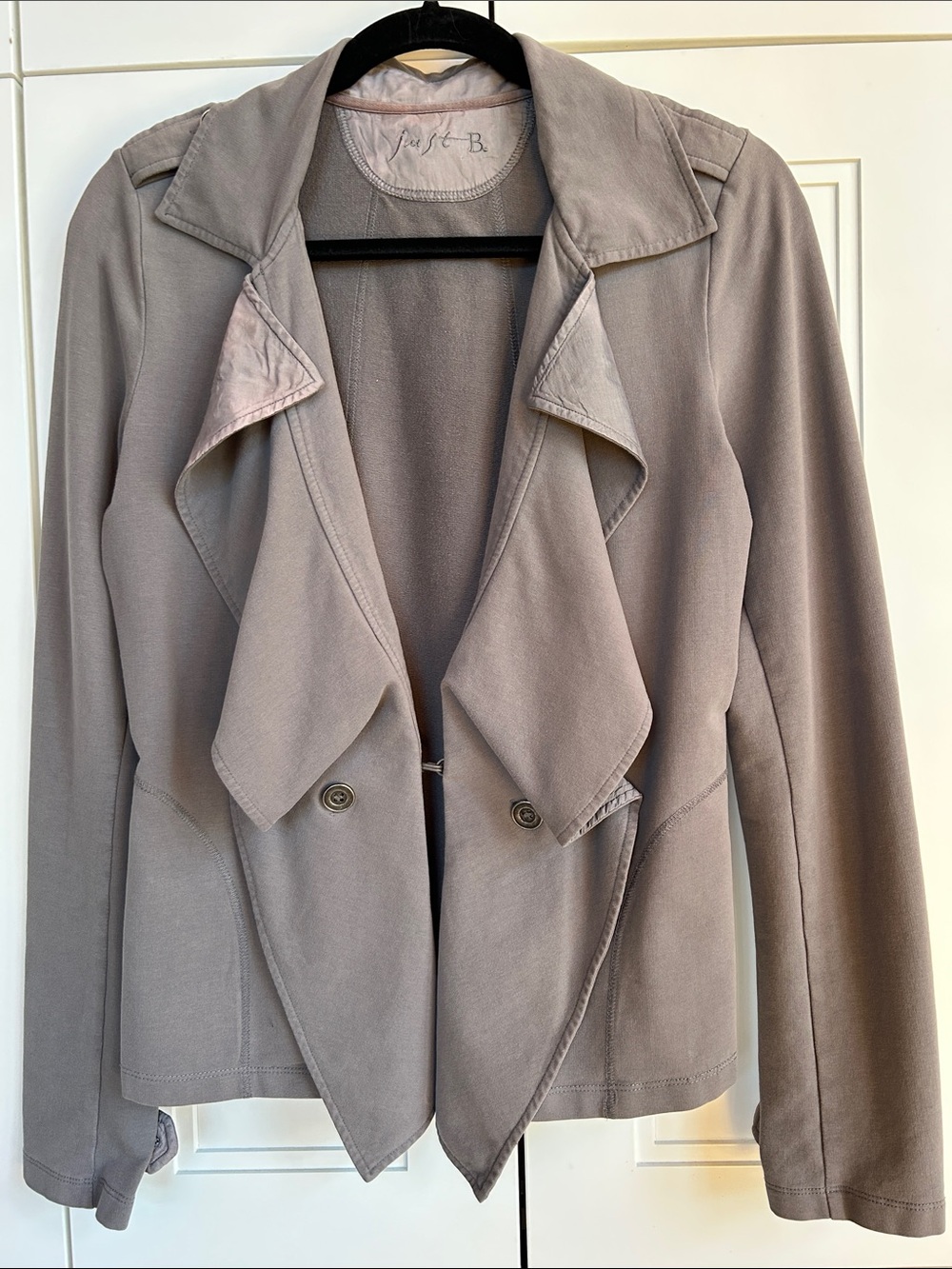 Just be taupe draped waterfall trench jacket